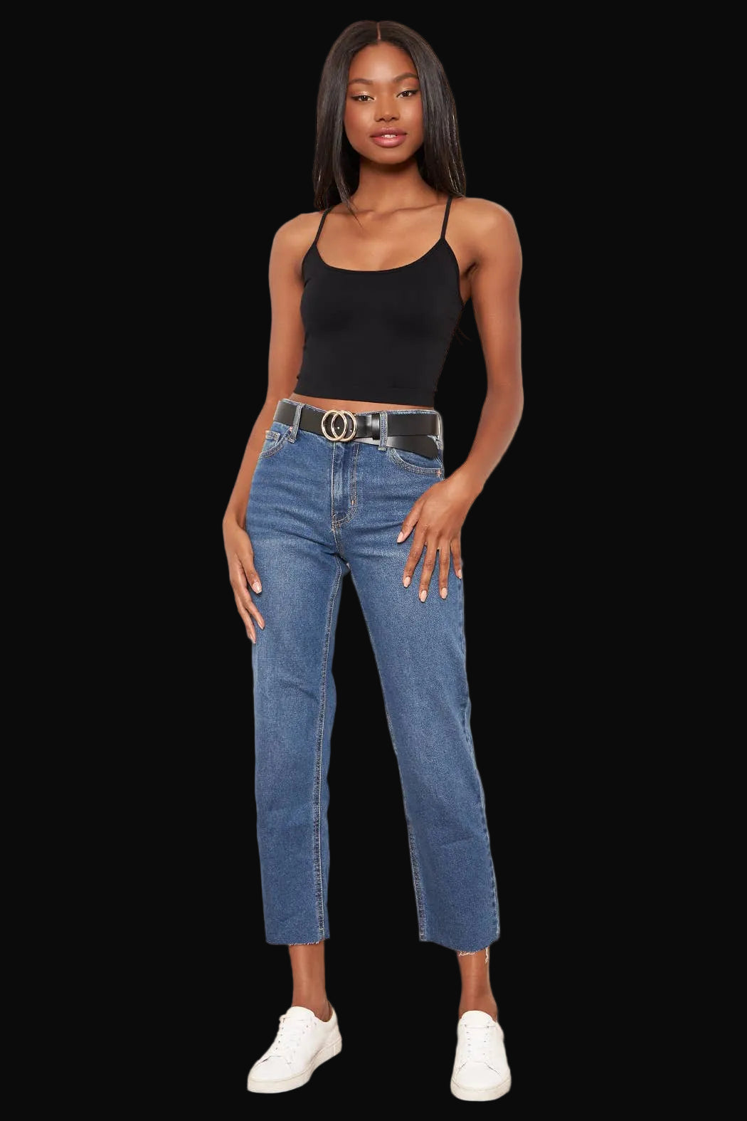 Seamless Cami Crop Top: Black / ONE