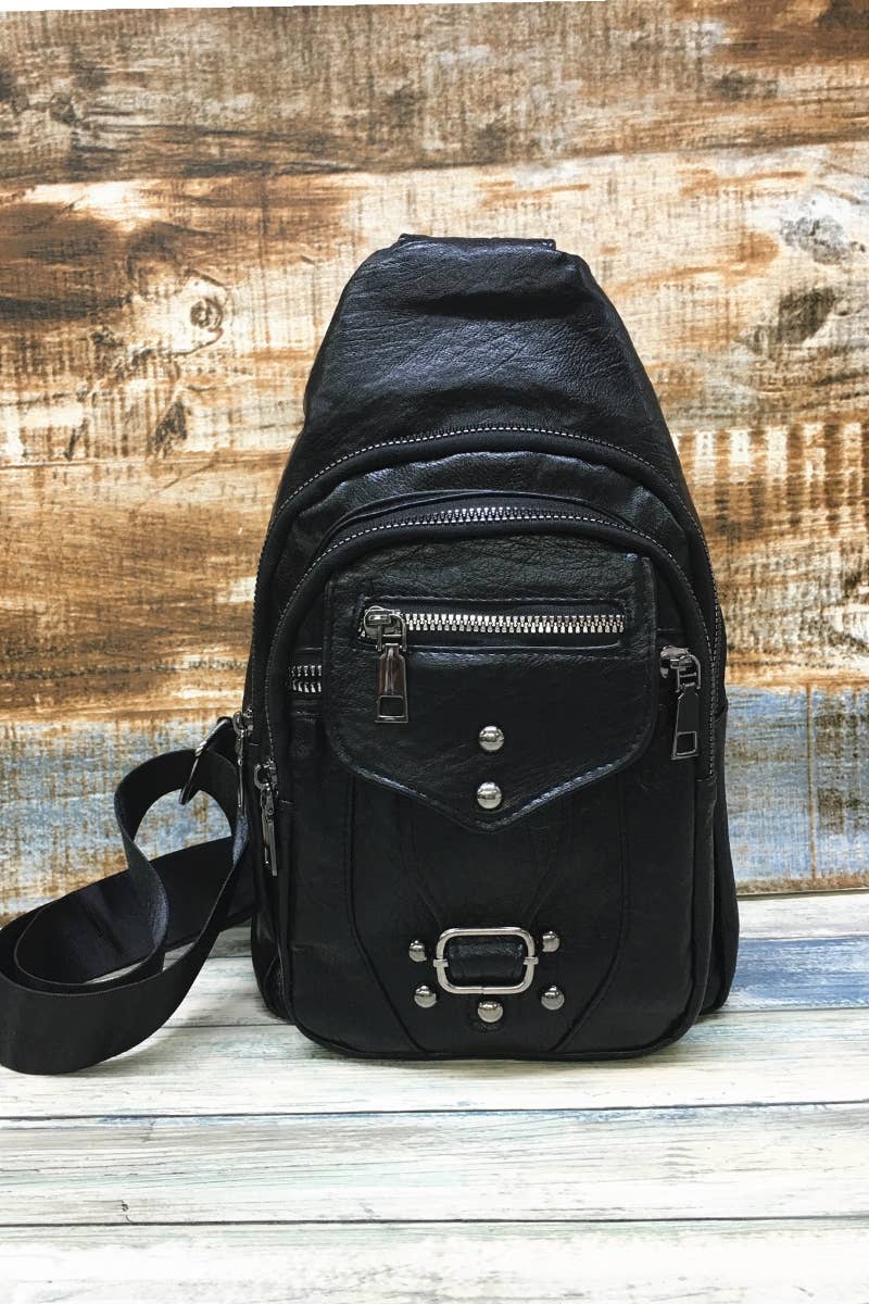 SLING BAG CROSSBODY PURSE : Black