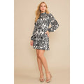 SOFT VELVET FLOCKING LONG SLEEVE MINI DRESS