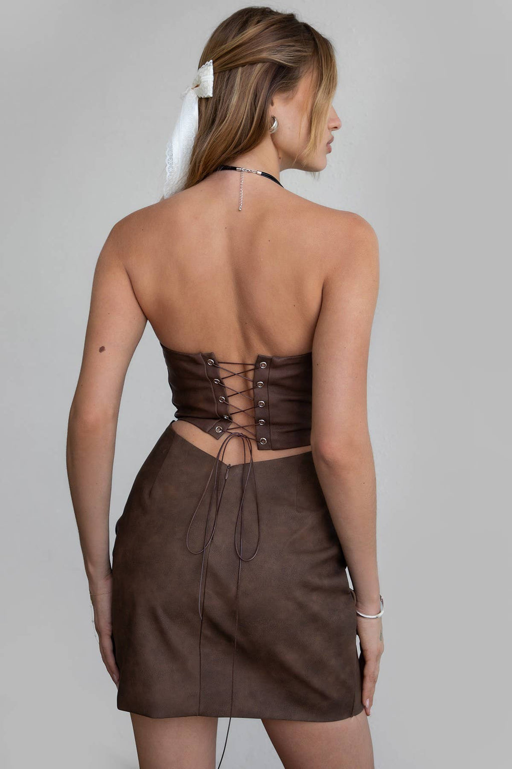 ARIZONA  Embroidered Western Strapless Mini Dress - Brown