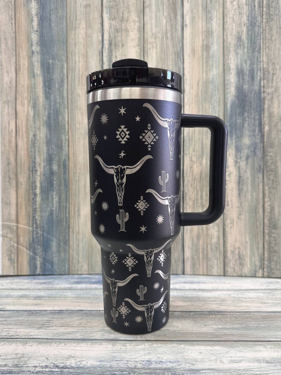 LONGHORN STAINLESS STEEL TUMBLERS CUP 40oz: Turquoise