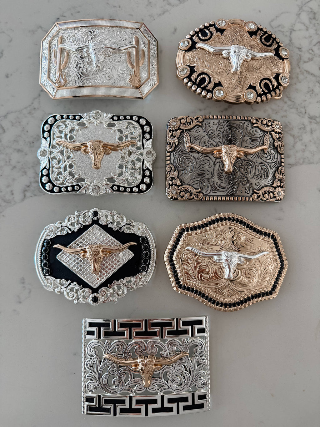 Western Longhorn Steer Metal Belt Buckle: 6