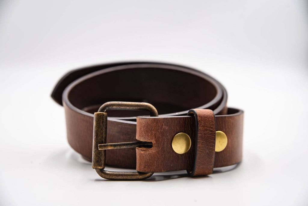 Distressed Leather Belt with Removable Buckle - 1.5in