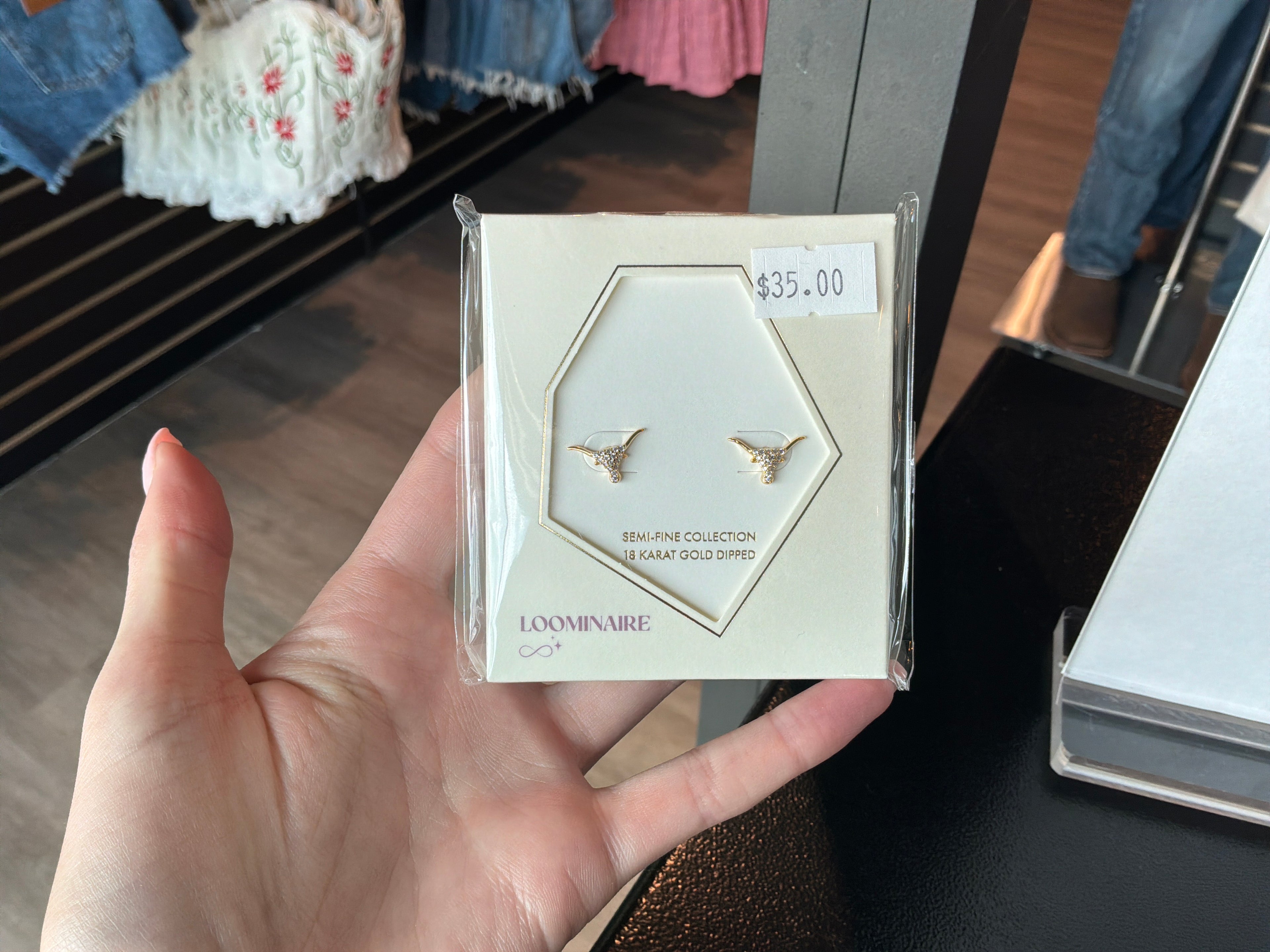 Bull Head Studded Earrings Gold Dipped