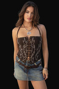 RAELYNN Embroidered Western Halter Bustier Corset Top