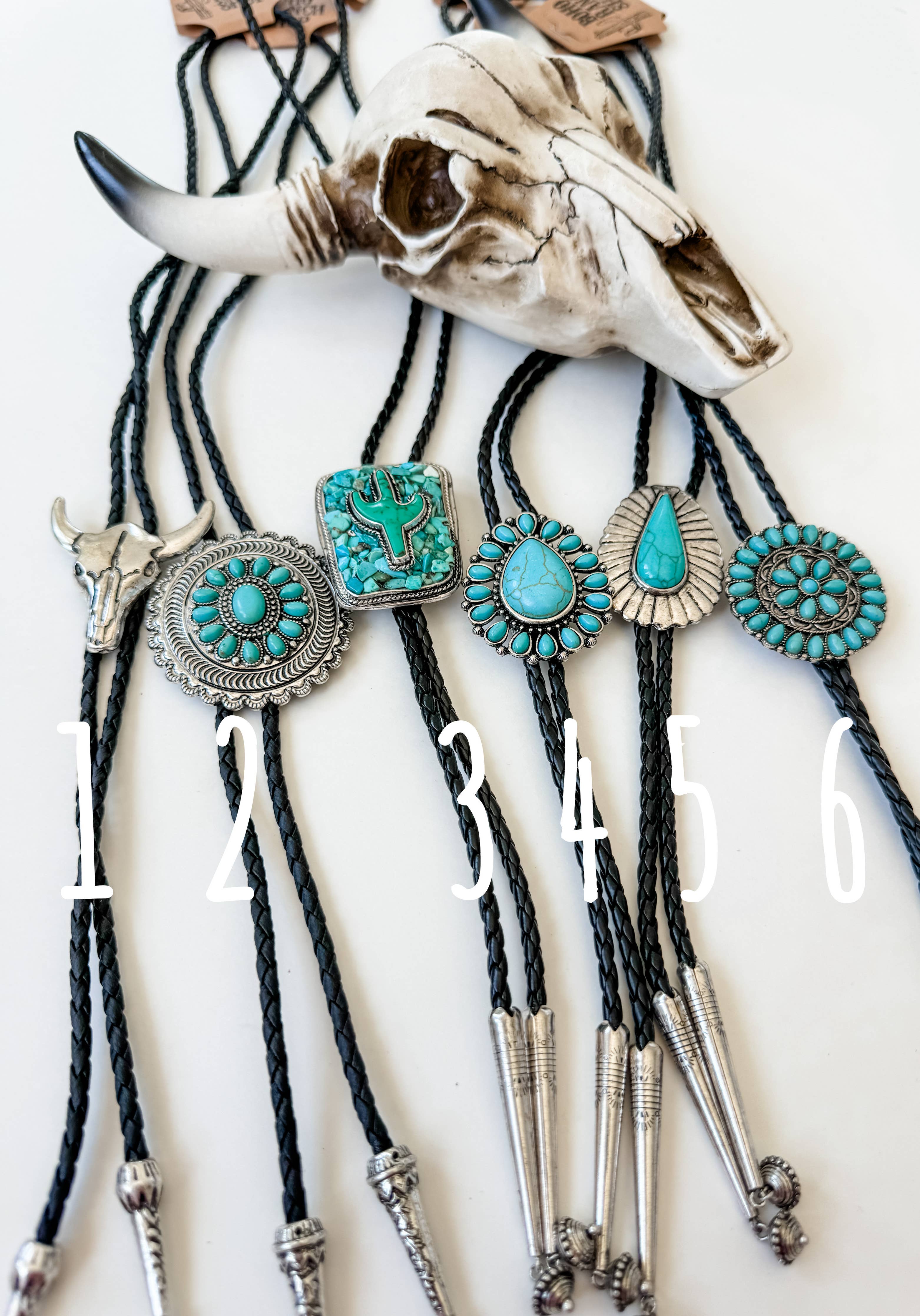 Western Bolo Tie Long Pendant Necklace: STYLE 19