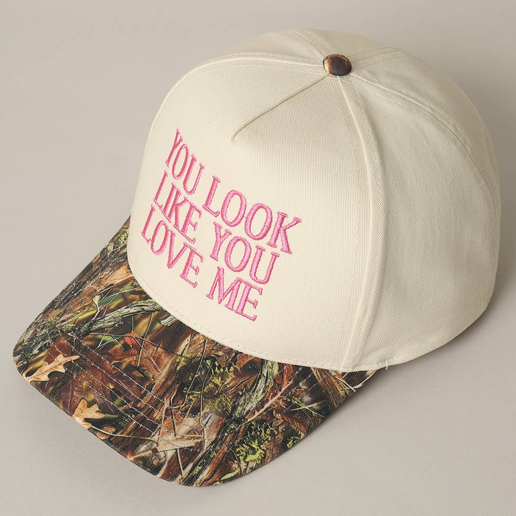 You Look Like You Love Me Embroidery Camo Trucker: CAMO-BLACK / ONE SIZE