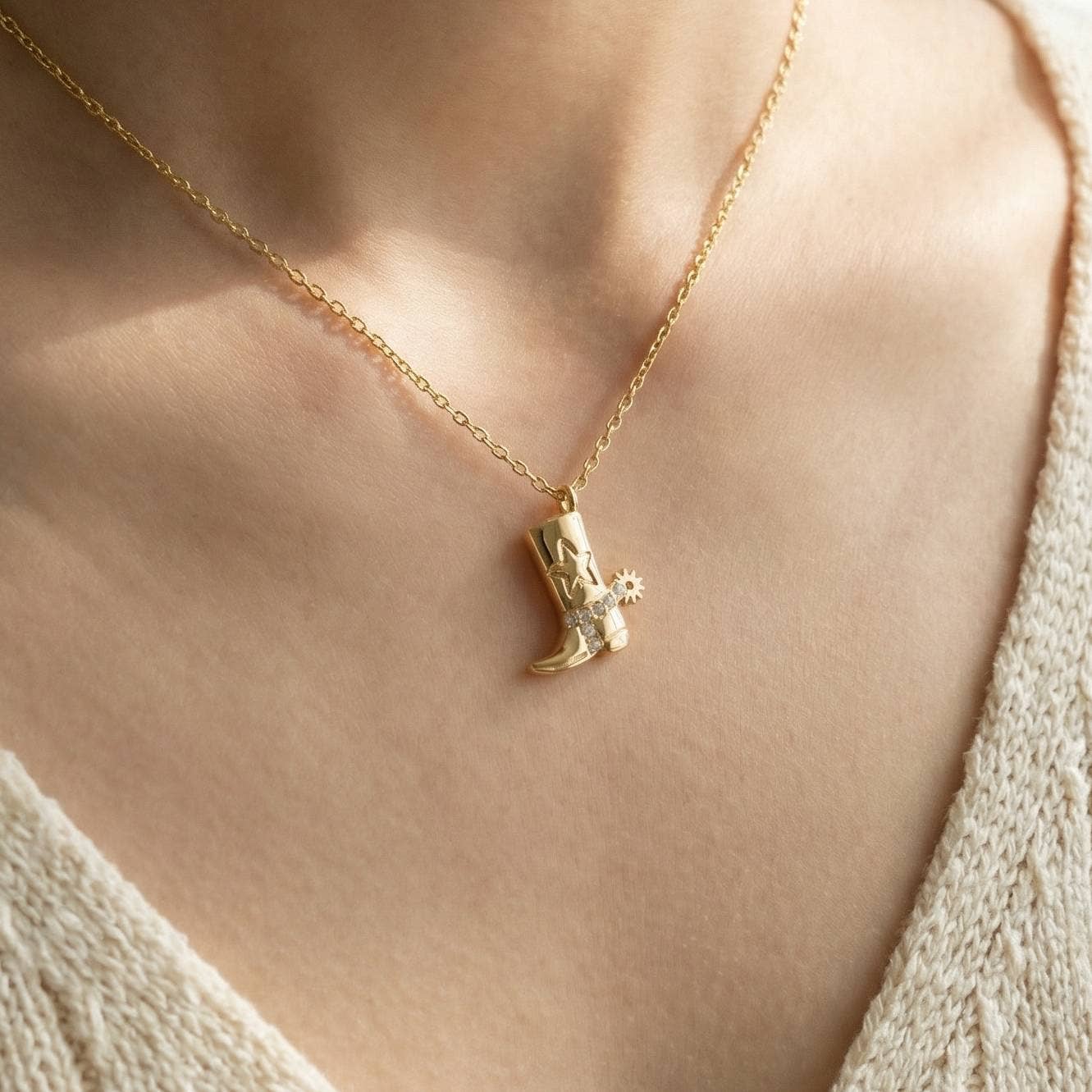 Cowboy Boots Pendant Necklace: G