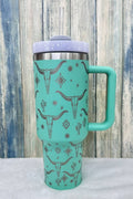 LONGHORN STAINLESS STEEL TUMBLERS CUP 40oz: Turquoise
