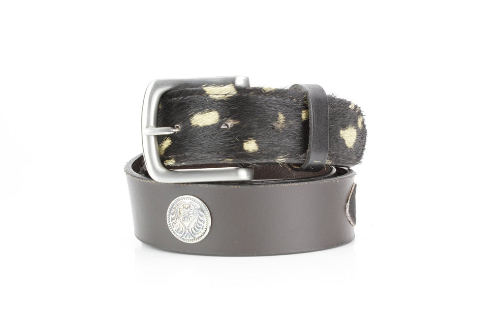 Western Black Hair-on-Hide Patch Leather Belt ABB 14-2627