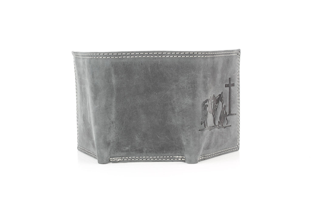 Men’s Tri-Fold Wallet with Cowboy Emboss ABMWVT 04: Brown