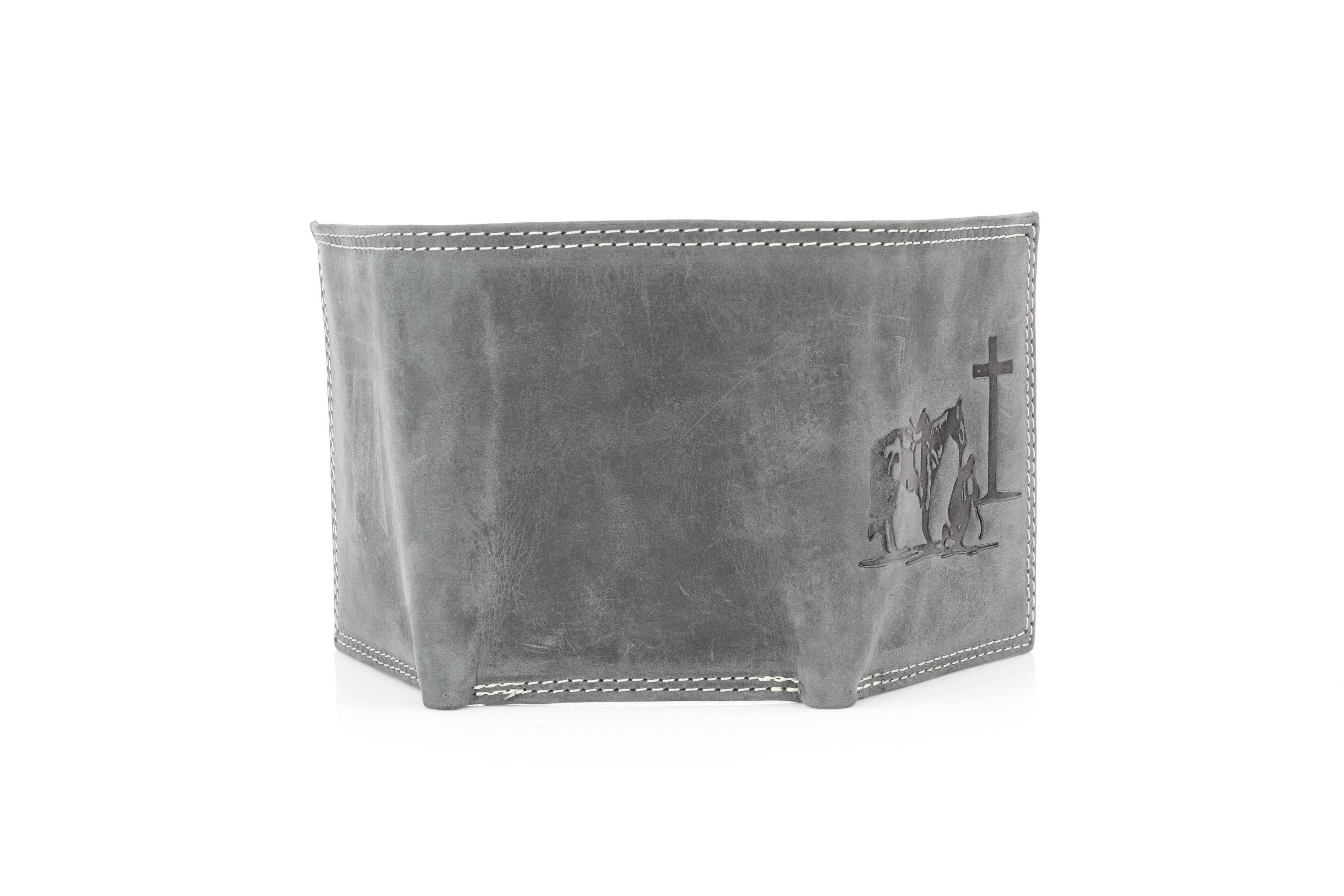 Men’s Tri-Fold Wallet with Cowboy Emboss ABMWVT 04: Brown