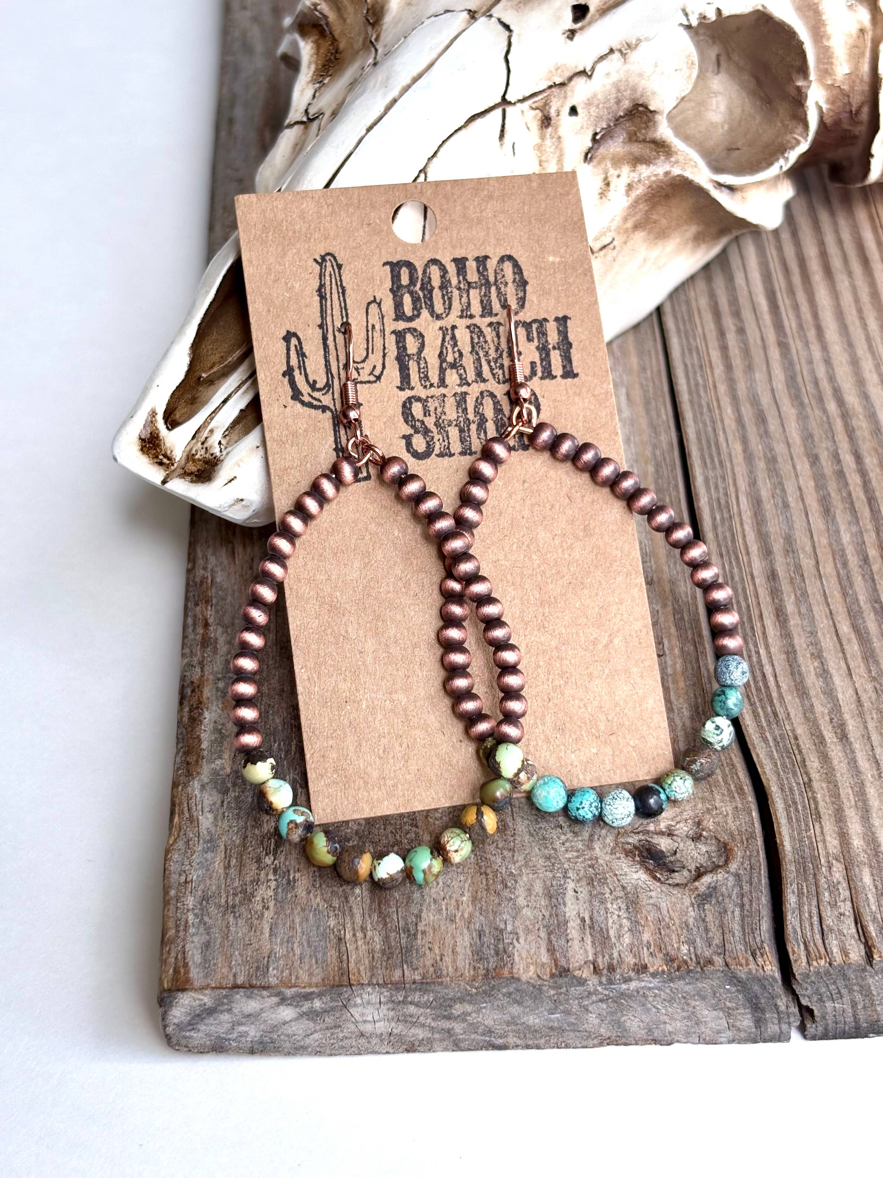 Western Navajo Style Pearl Teardrop Hoop Dangle Earrings: Silver