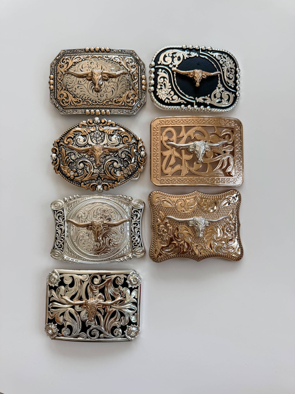 Western Longhorn Steer Metal Belt Buckle: 6