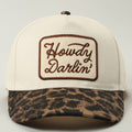 Howdy Darlin' Embroidered Leopard Brim Trucker Hat: BEIGE / ONE SIZE