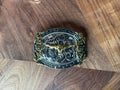 Gold/Silver Longhorn Belt Buckle - Rectangle