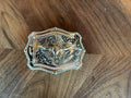 Rose Gold/Silver Long Horn and Cactus Belt Buckle