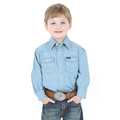Wrangler Stonewashed Denim Long Sleeve Solid Snap Shirt