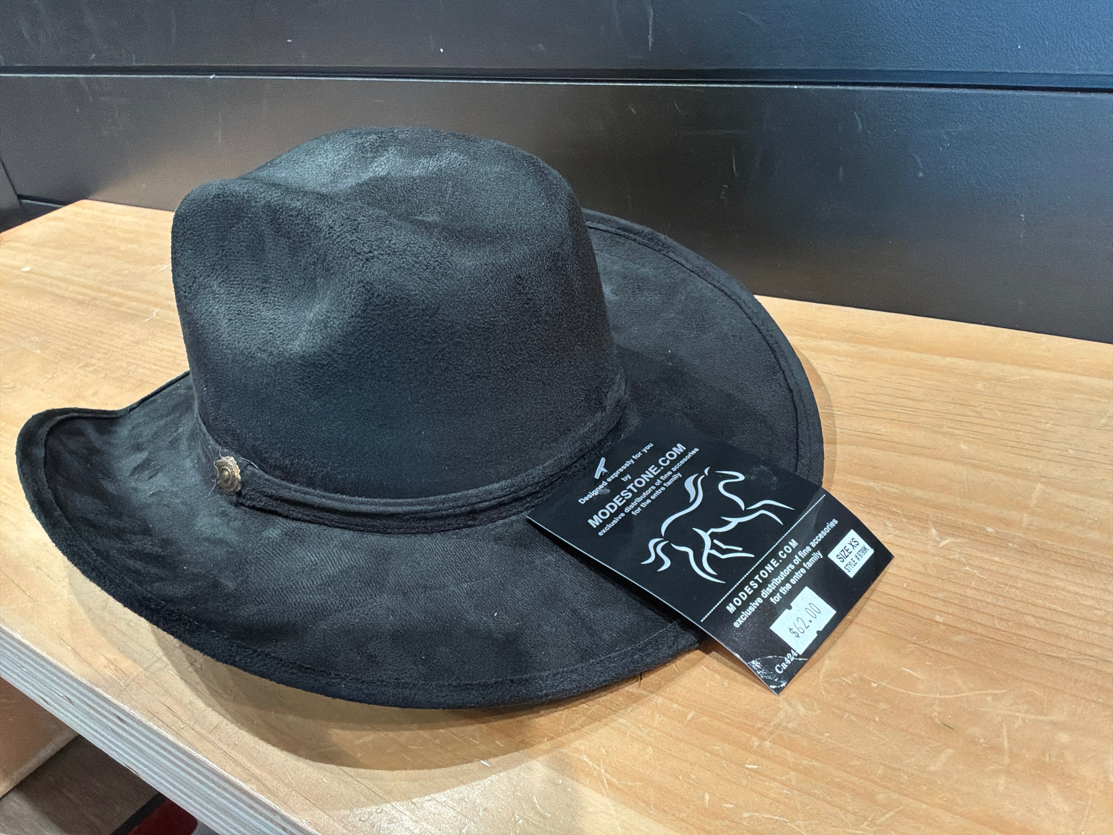 Modestone Suede Kids Cowboy Hat- Black