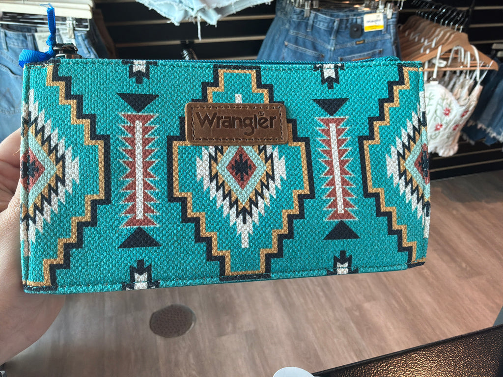 Wrangler Aztec Print Zip Around Wristlet Wallet