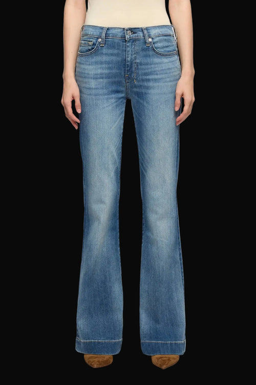 7 For All Mankind DOJO Slim Illusion Distressed Authentic Light and Lake Blue Jeans