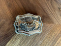 Rose Gold/Silver Galloping Horse with Cactus Belt Buckle