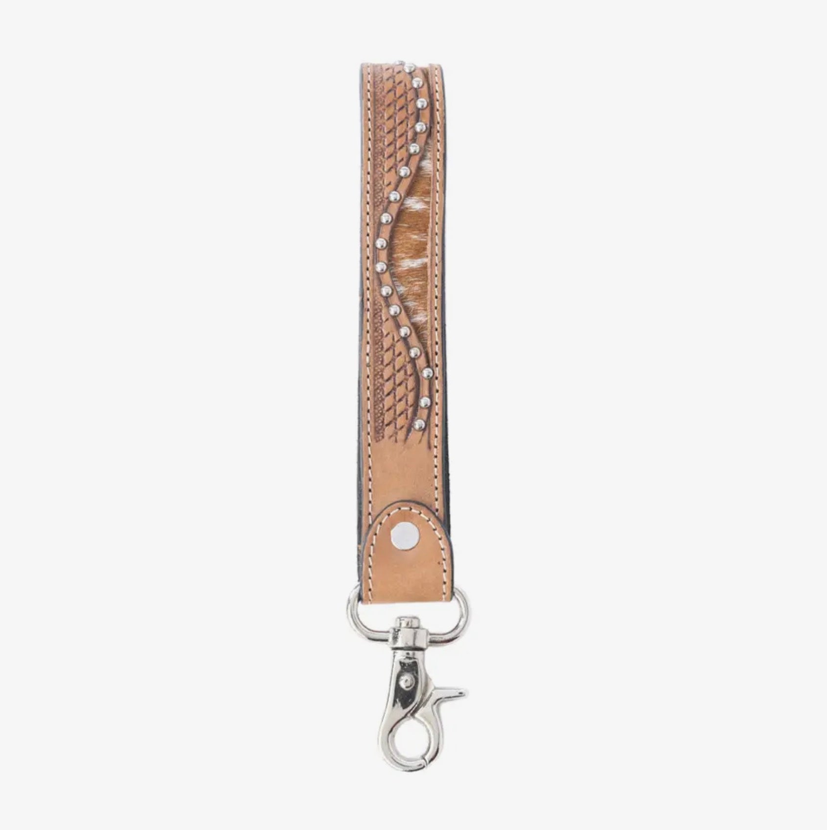 Bronco Waved Handtooled Leather Keyfob