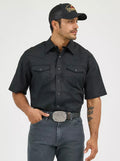 Men’s Wrangler Short Sleeve Solid Western Snap Sport Shirt