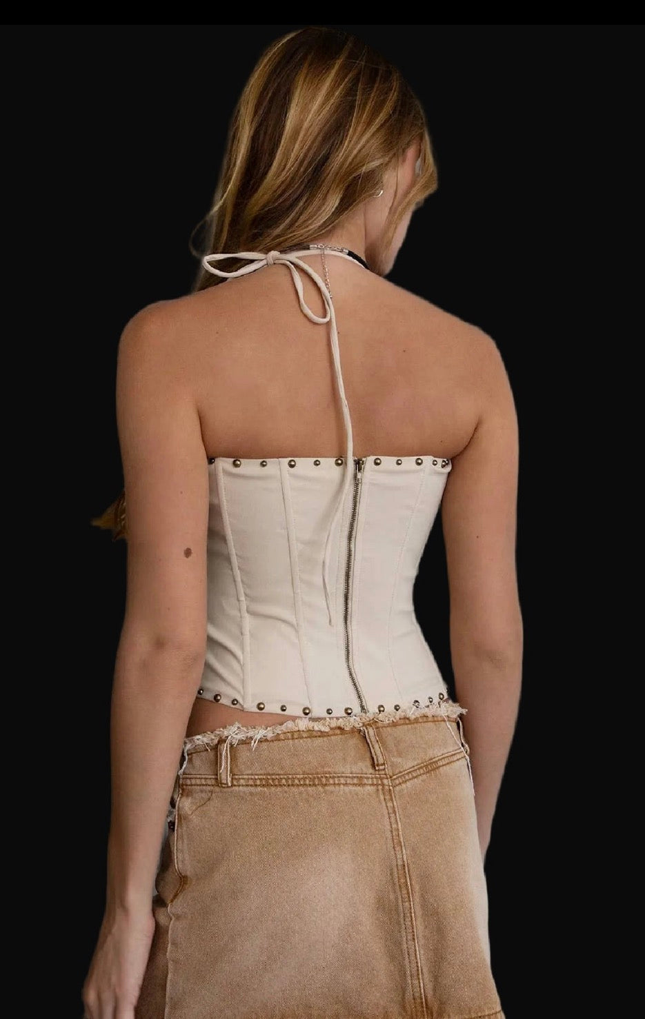RAELYNN Embroidered Western Halter Bustier Corset Top