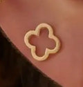 Clover Gold Stud Earrings - Hollow/Gold/Pink