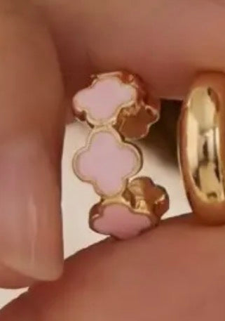 Pink Clover Hoop Earrings