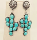 Big Turquoise Cactus Earrings