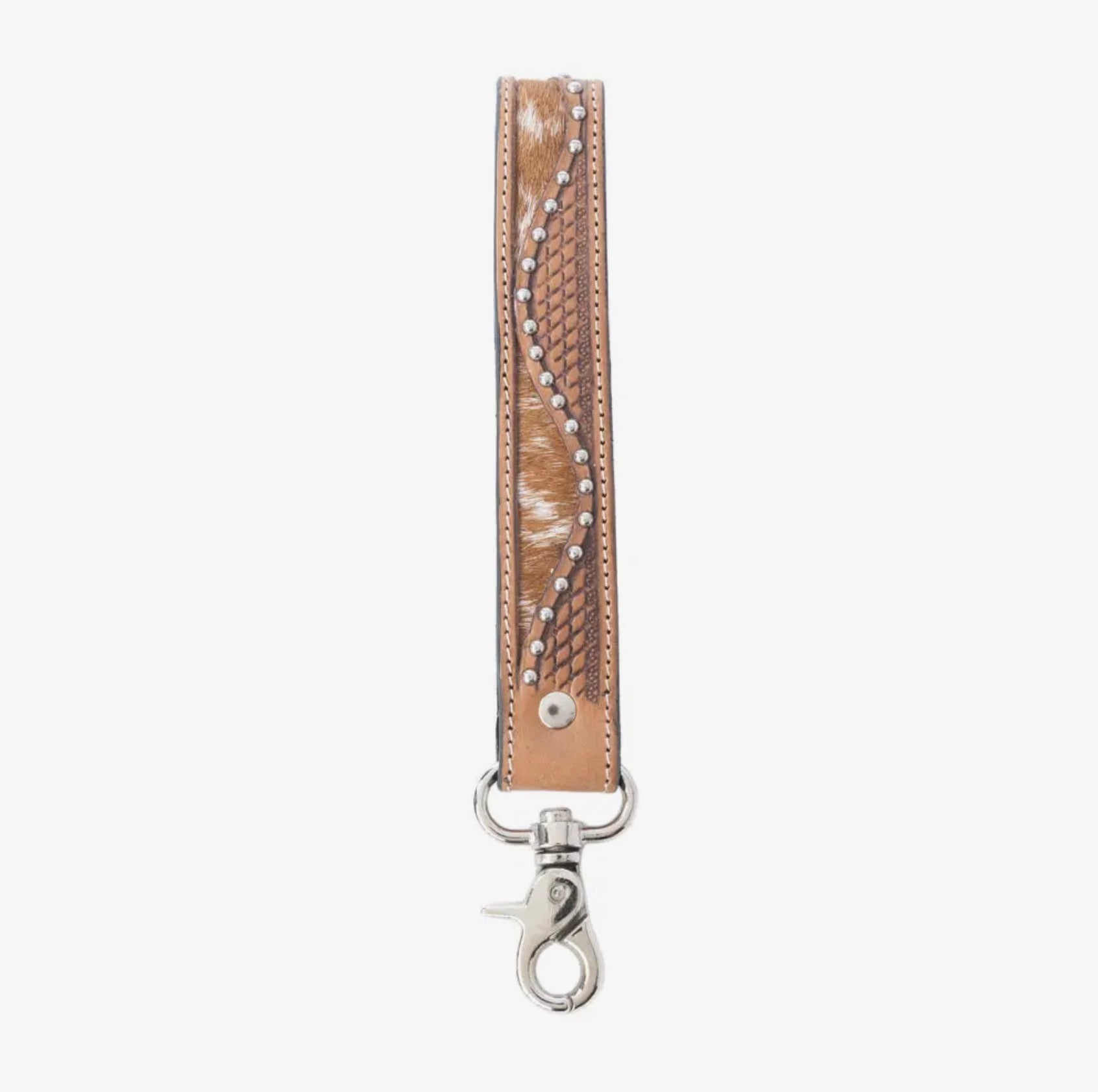 Bronco Waved Handtooled Leather Keyfob