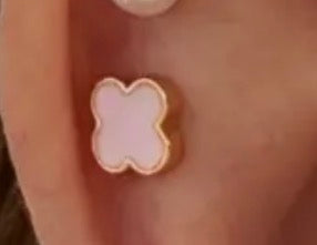 Clover Gold Stud Earrings - Hollow/Gold/Pink
