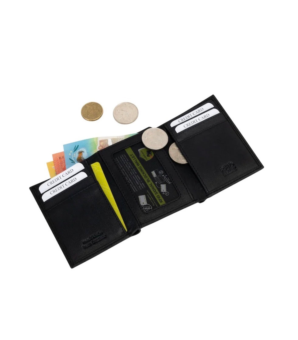 Men’s Tri-Fold RFID Leather Wallet Wellington: Sandal