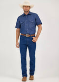 Wrangler Mens Authentic Cowboy Cut Work Shirt - Rigid Indigo