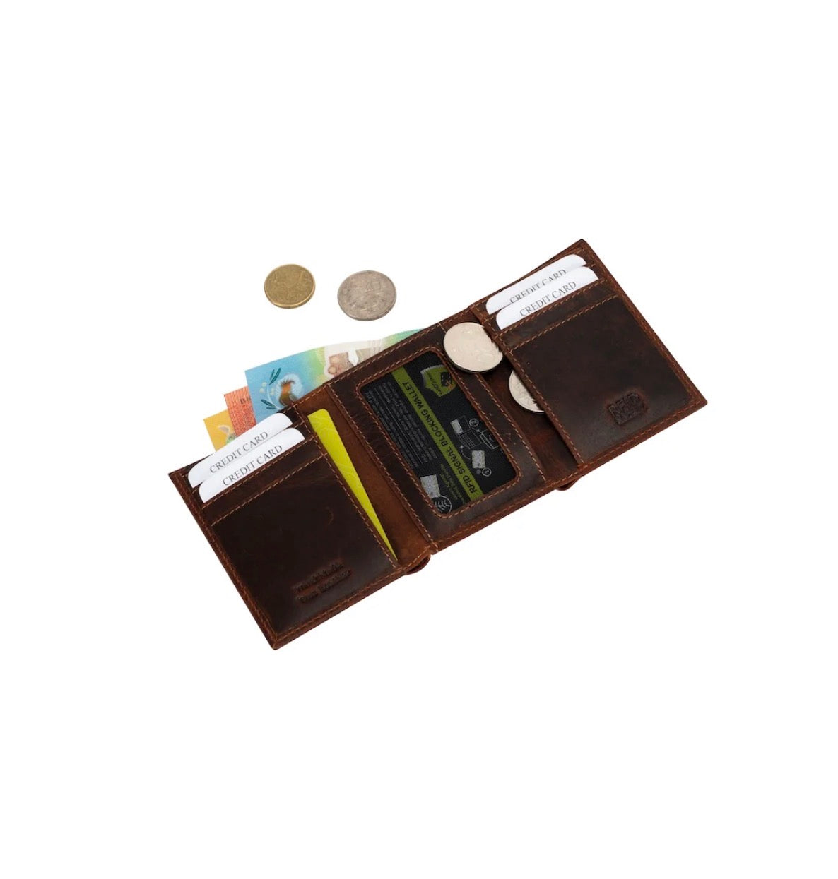 Men’s Tri-Fold RFID Leather Wallet Wellington: Sandal