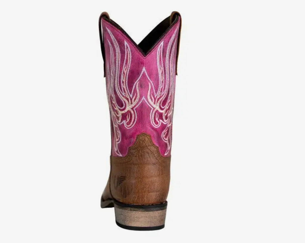 TuffRider Children Flame Embroidered Pink  Square Toe Western Boots