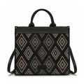 Black Aztec Studded Denim Tote/Crossbody Bag