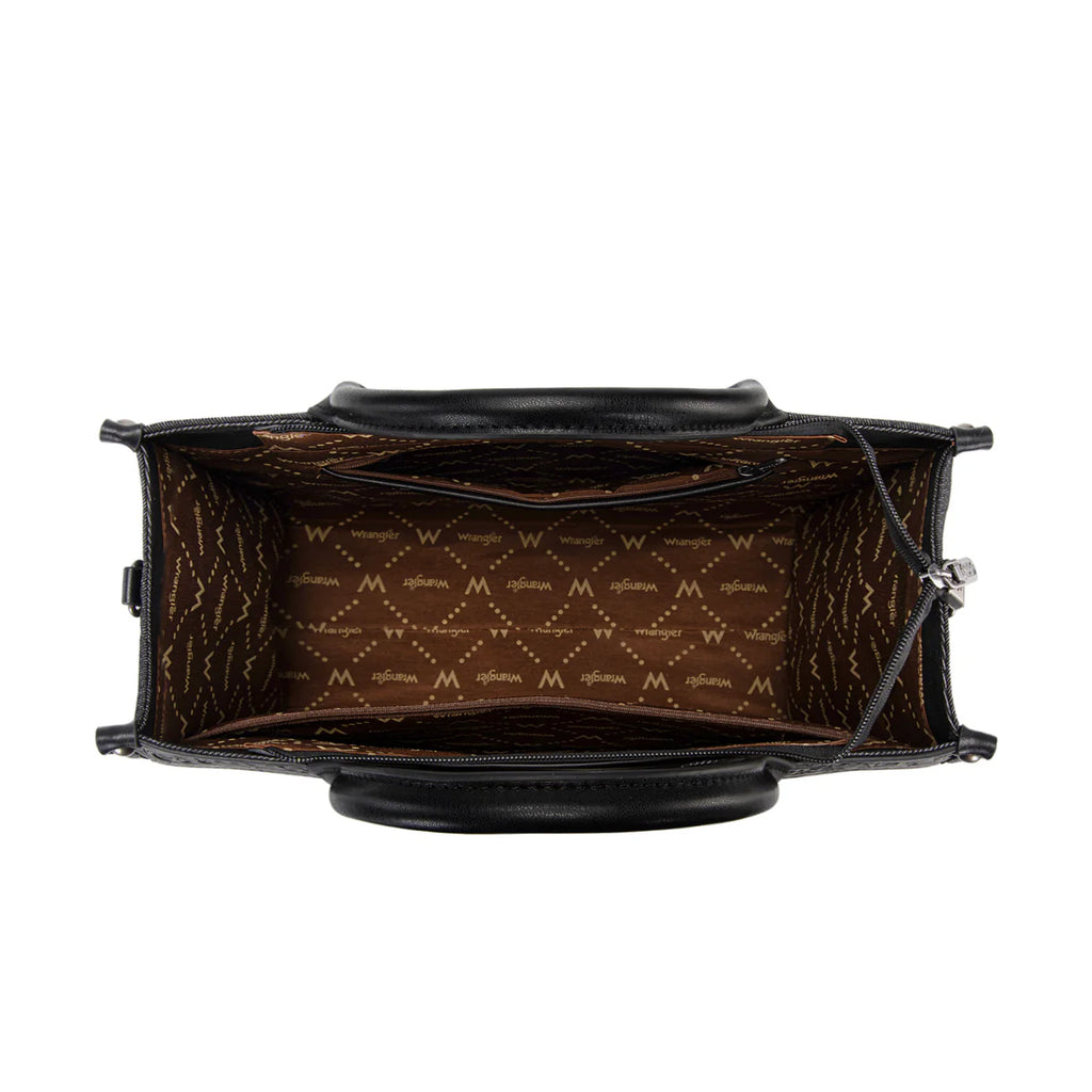 Black Aztec Studded Denim Tote/Crossbody Bag