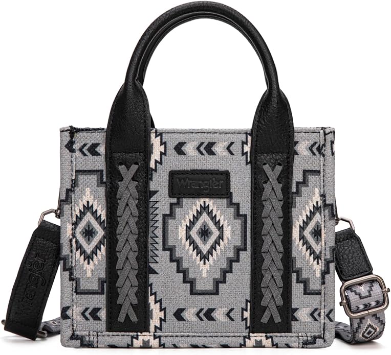 Wrangler Aztec Print Braided Detail Tote Bag
