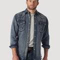 Wrangler Mens Authentic Cowboy Cut Work Shirt - Antique Blue