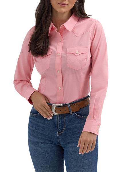 Wrangler Retro Long Sleeve Solid Shirt - Bubble Gum Pink