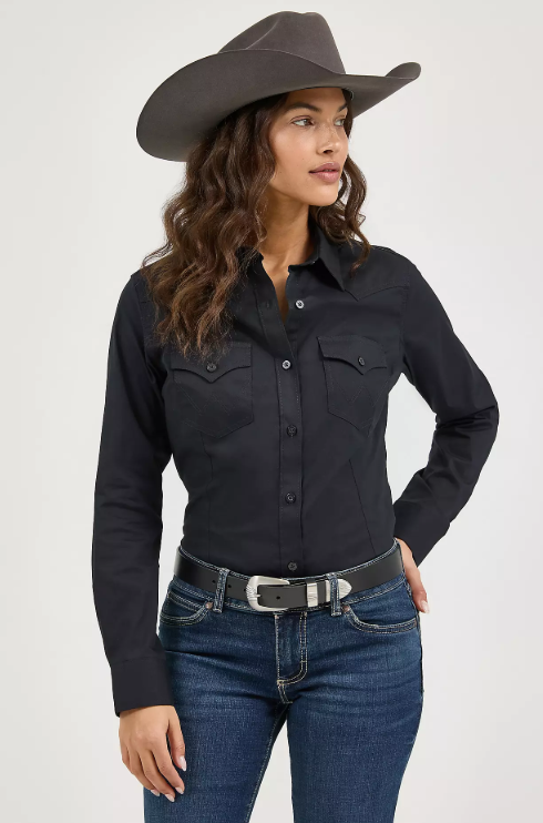Wrangler Retro Long Sleeve Solid Shirt - Black