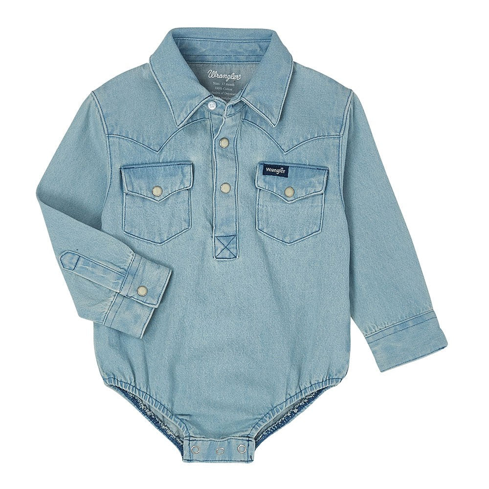 Wrangler Baby Long Sleeve Bodysuit - Faded Blue