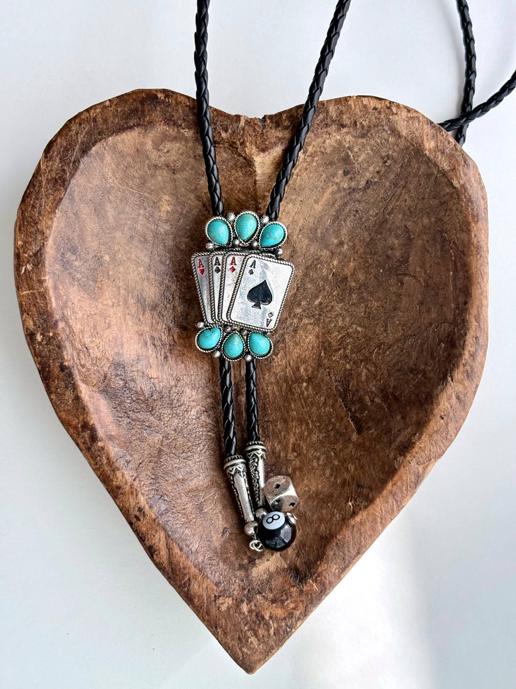 Western Style Bolo Tie Pendant w/ Leather Cord Necklace: Steerhead