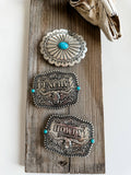 Western Typography Belt Buckle - Howdy - Punchy - Concho: HOWDY