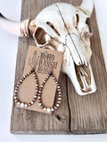 Western Style Open Teardrop Rhinestone Hoop Dangle Earrings: Copper