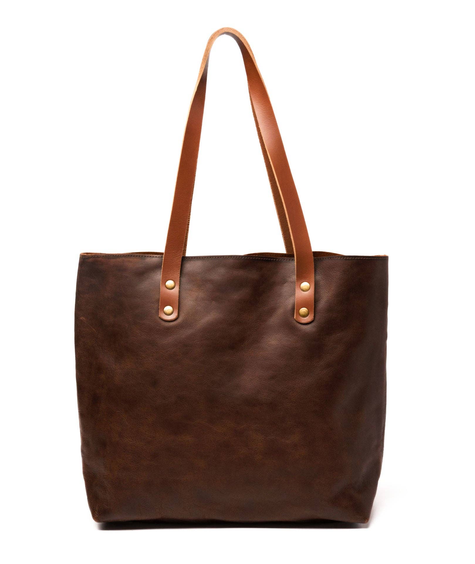 Classic Leather Tote: Saddle Brown
