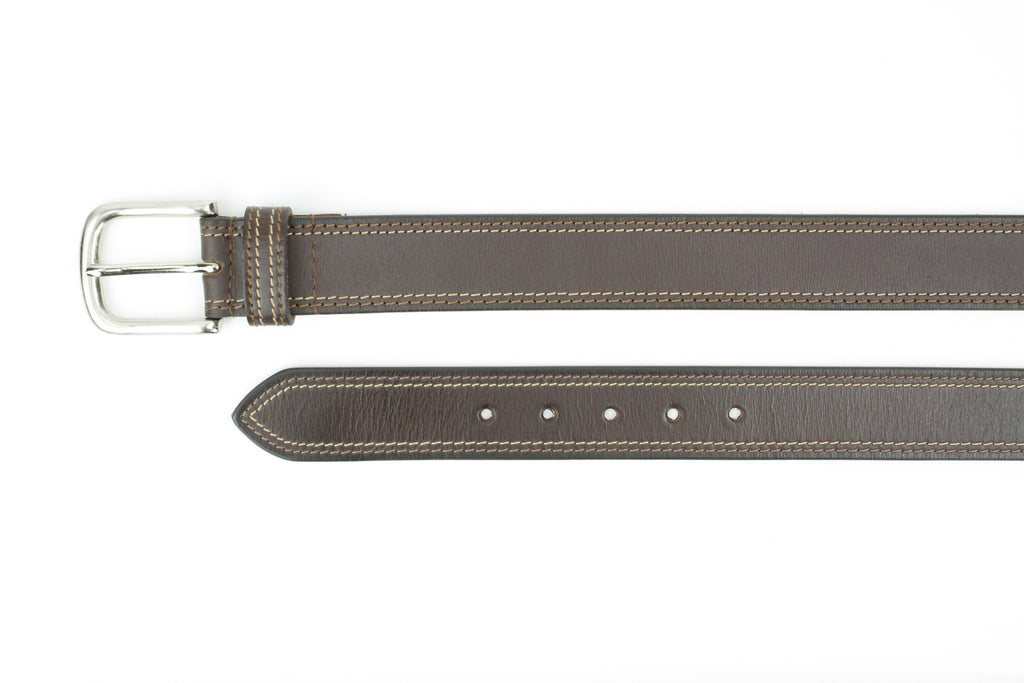 Men’s Classic Leather Belt with Top Stitch ABB 21 2521: Black